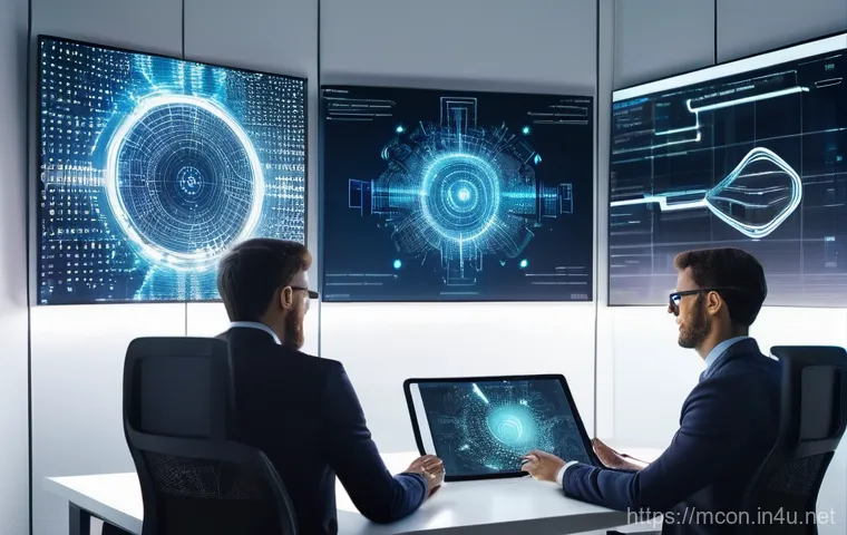 컨설팅 업계의 글로벌 트렌드 - **AI-Powered Consulting Innovation:** A diverse team of three professional consultants, dressed in m...