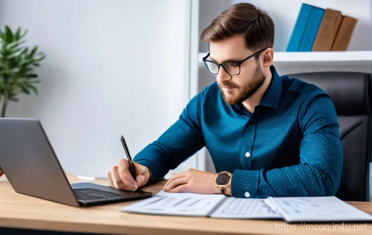 이직을 준비하는 경영컨설턴트 - A determined female professional, early 30s, sits at a clean, minimalist desk, thoughtfully looking ... 이직을 준비하는 경영컨설턴트 - A determined female professional, early 30s, sits at a clean, minimalist desk, thoughtfully looking ...